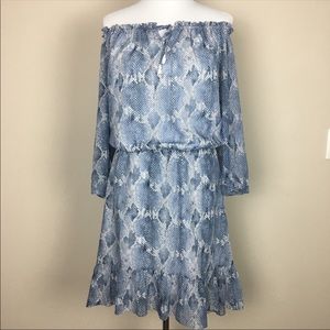 WHBM Blue Snakeskin Print High Lo  Dress M SOLD